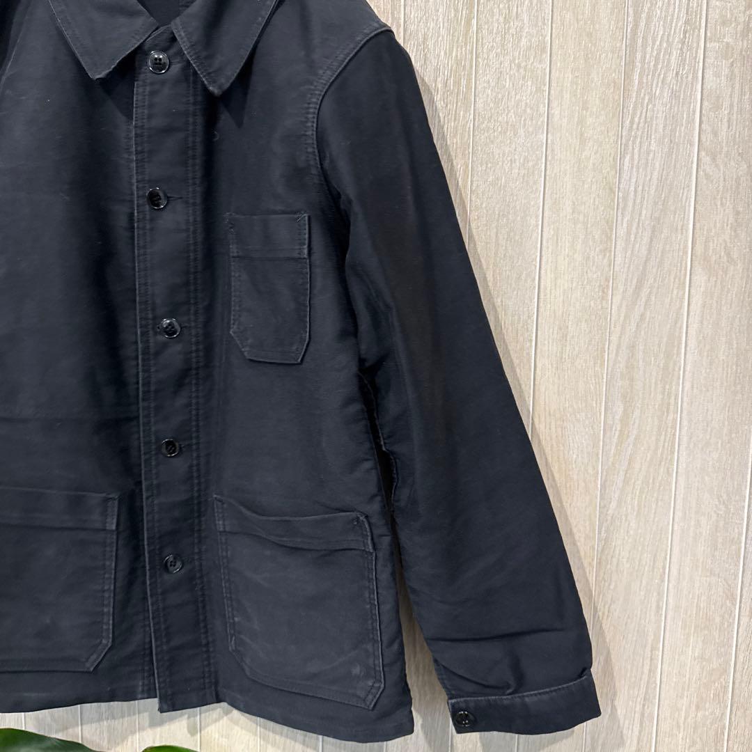 【最終価格】50s フレンチワーク　ブラックモールスキンジャケット　Sサイズ相当