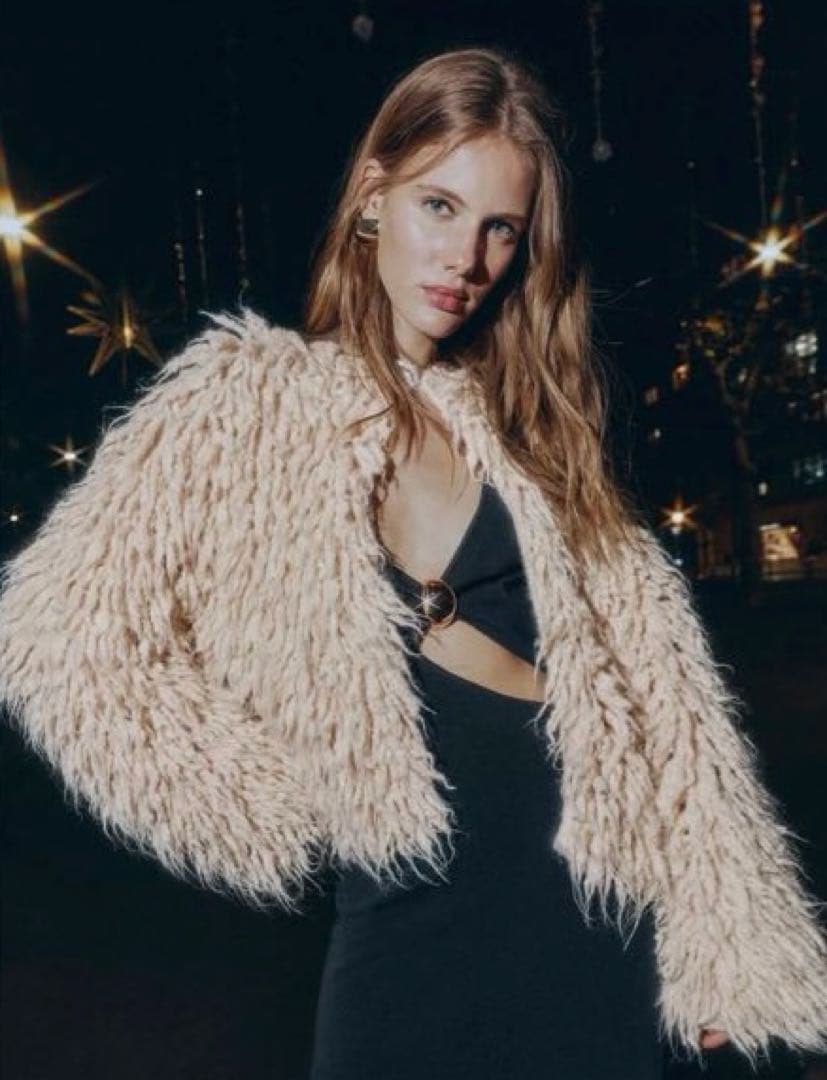 ZARA 新品未使用 ブラッシュドフリンジニットジャケット S