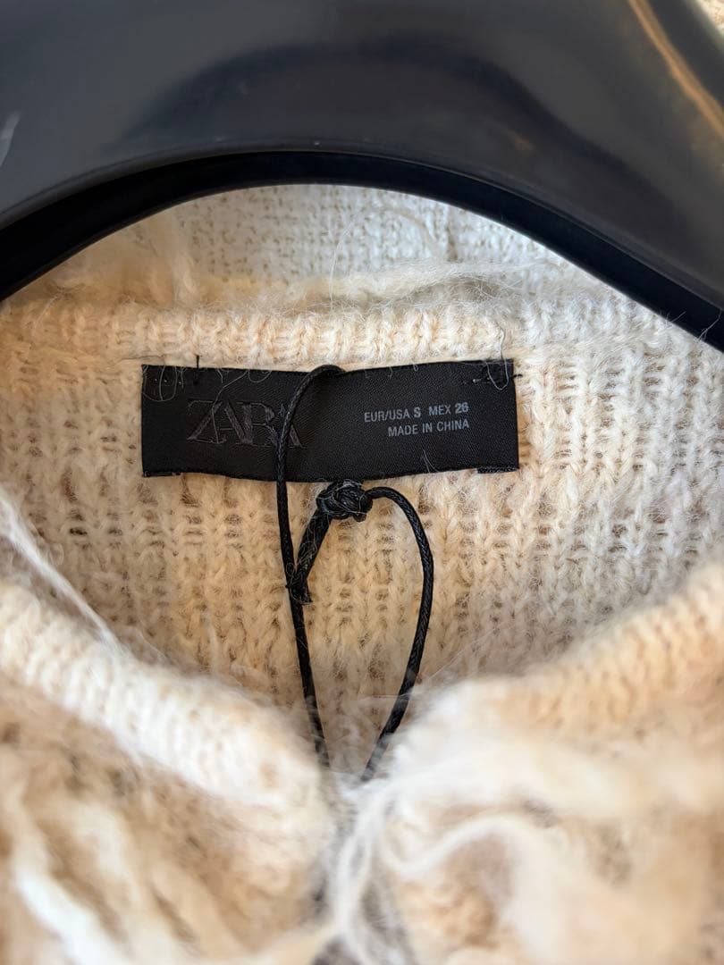 ZARA 新品未使用 ブラッシュドフリンジニットジャケット S