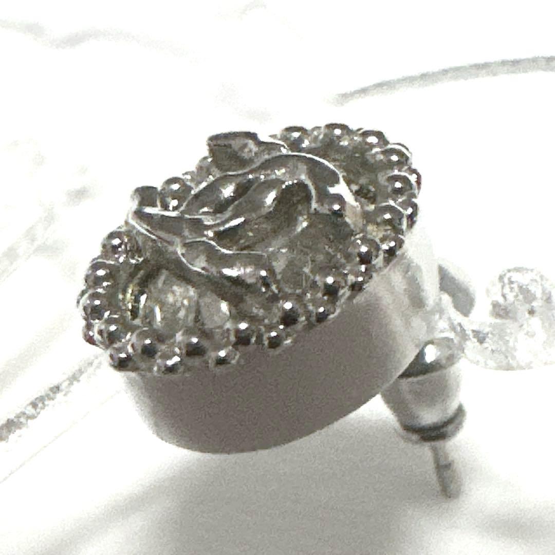 シャネル　CHANEL　ピアス　ココマーク　ラインストーン　シルバー　美品