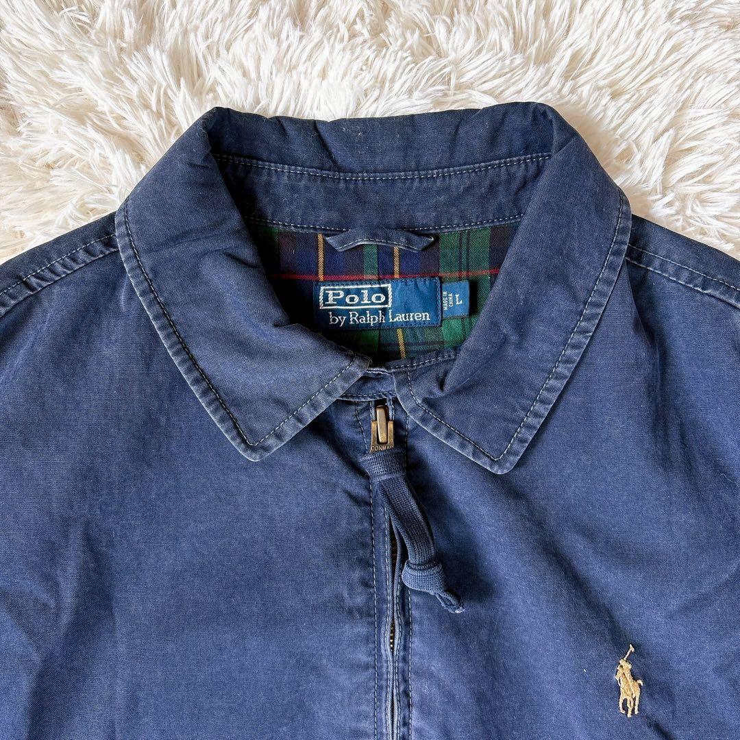 XL相当 チェック ポロバイラルフローレン スウィングトップ ロゴ刺繍 ネイビー