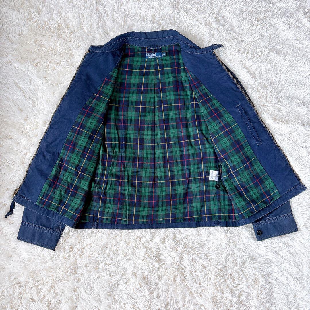 XL相当 チェック ポロバイラルフローレン スウィングトップ ロゴ刺繍 ネイビー