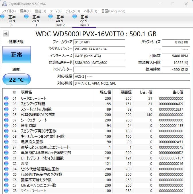 2.5インチ内蔵型HDD 500GB×10個　正常動作品②