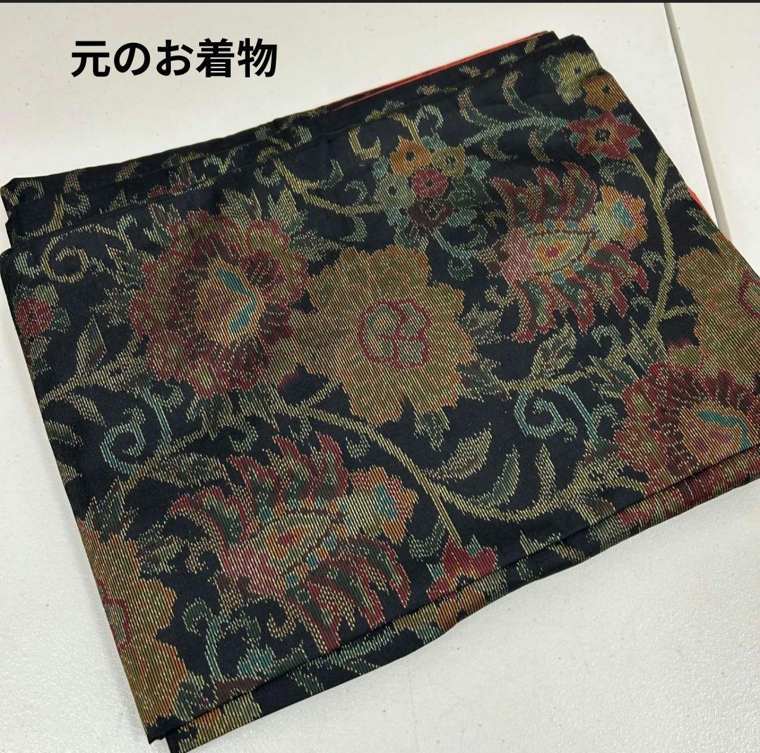 着物リメイク❀大島紬フレアーワンピース❀花柄ストール付き正絹ノースリーブ