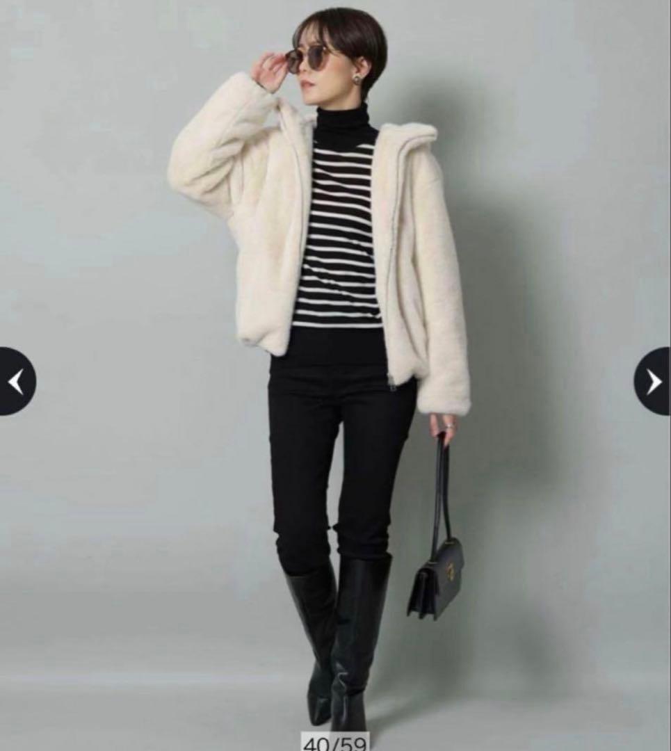 Arpege story ファーフードブルゾン