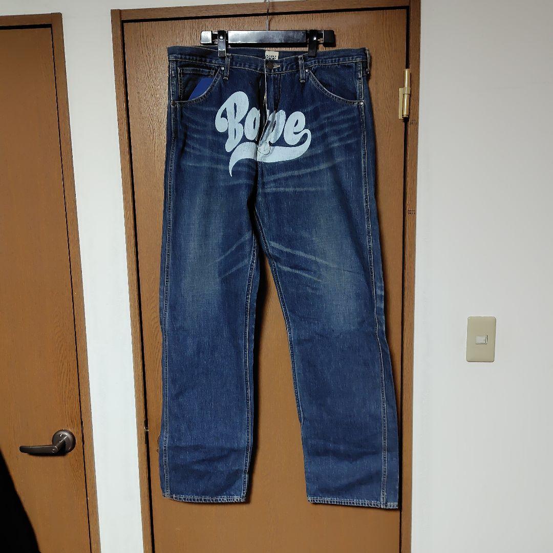 アベイシングエイプフロントBape ロゴ ストレートデニム インディゴブルー