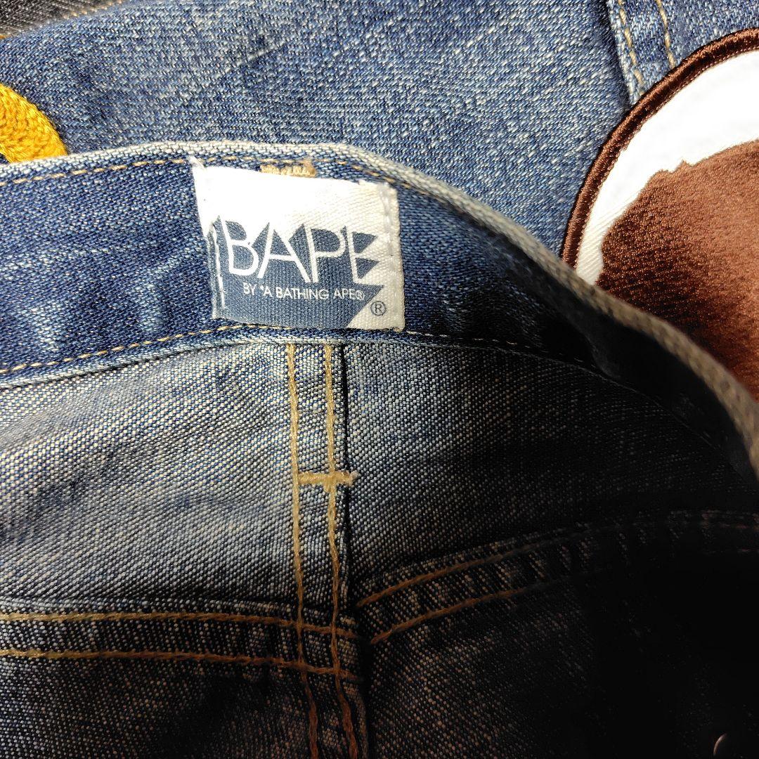 アベイシングエイプフロントBape ロゴ ストレートデニム インディゴブルー