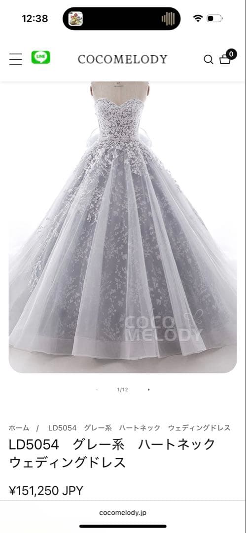 ウェディングドレスセット　ホワイト　カラー（ブラウン）