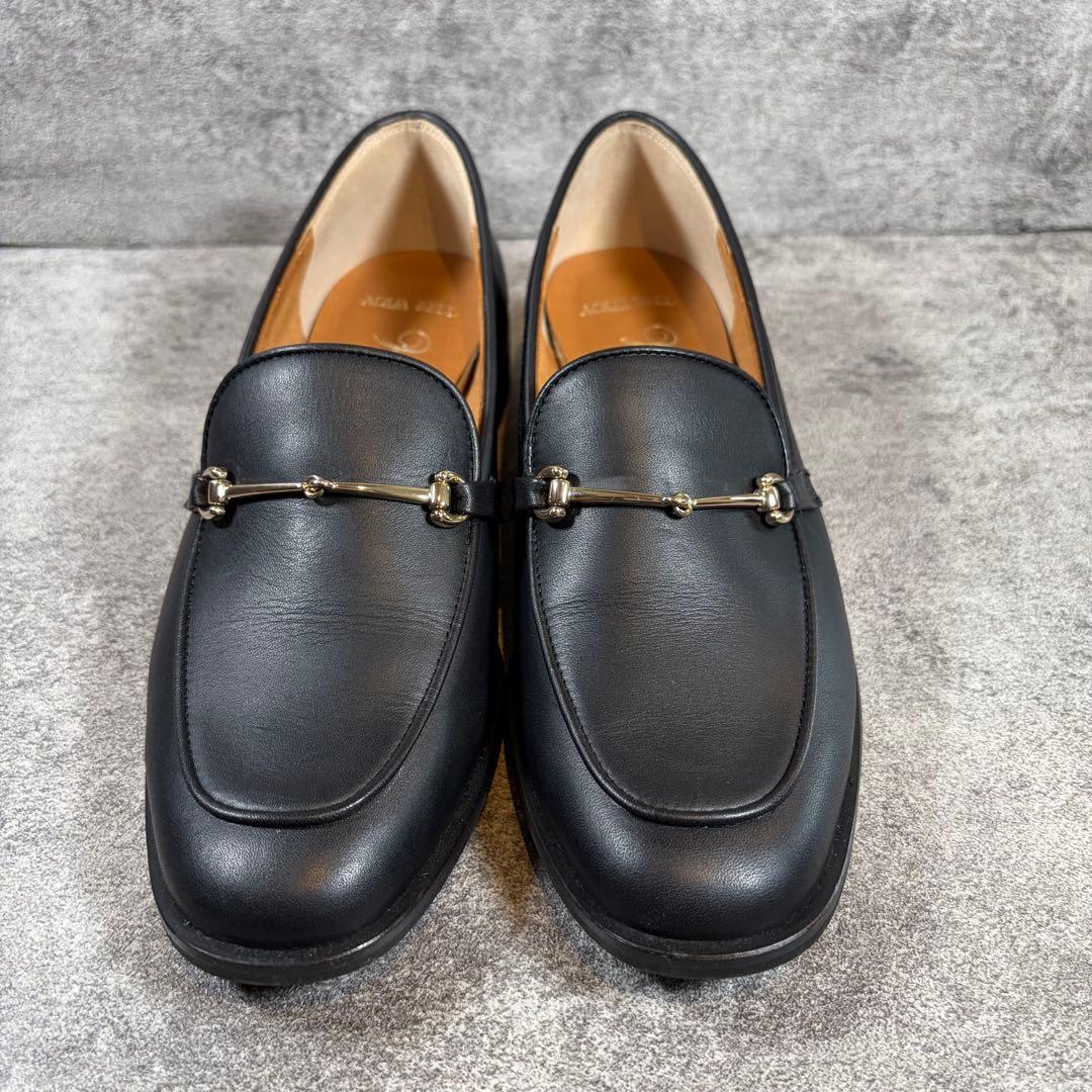 美品 銀座かねまつ AQUA BELL ビットローファー 黒　レザー　23cm