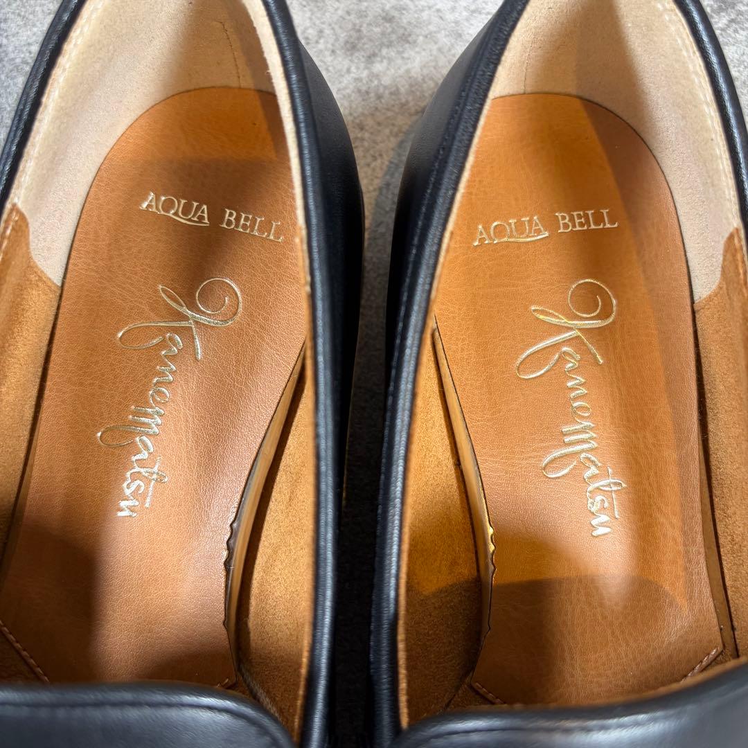 美品 銀座かねまつ AQUA BELL ビットローファー 黒　レザー　23cm