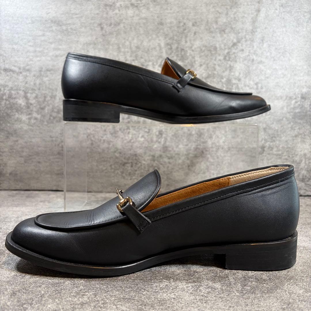 美品 銀座かねまつ AQUA BELL ビットローファー 黒　レザー　23cm