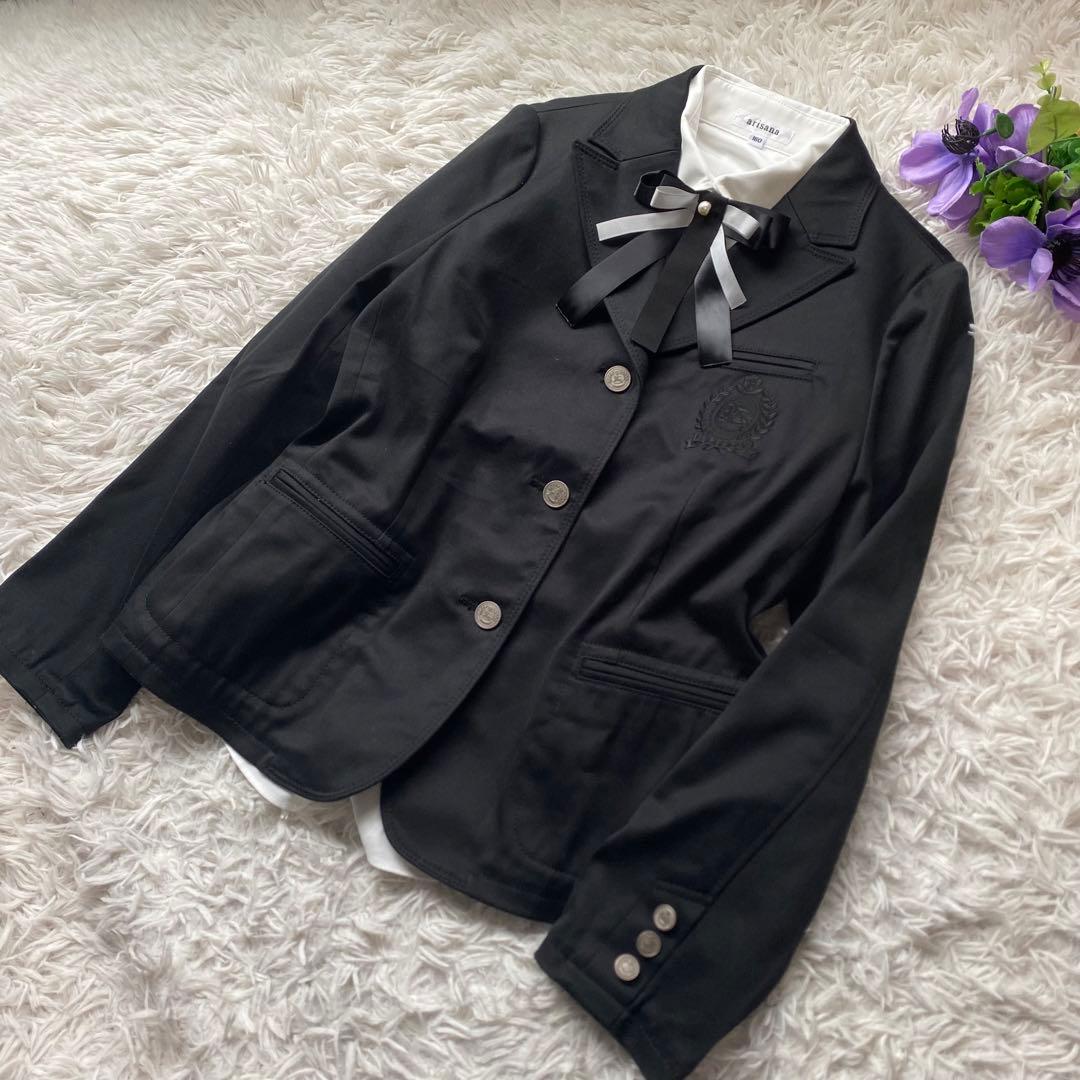 美バーバリー卒服4点エンブレム銀ボタンジャケット黒arisanaブラウス160