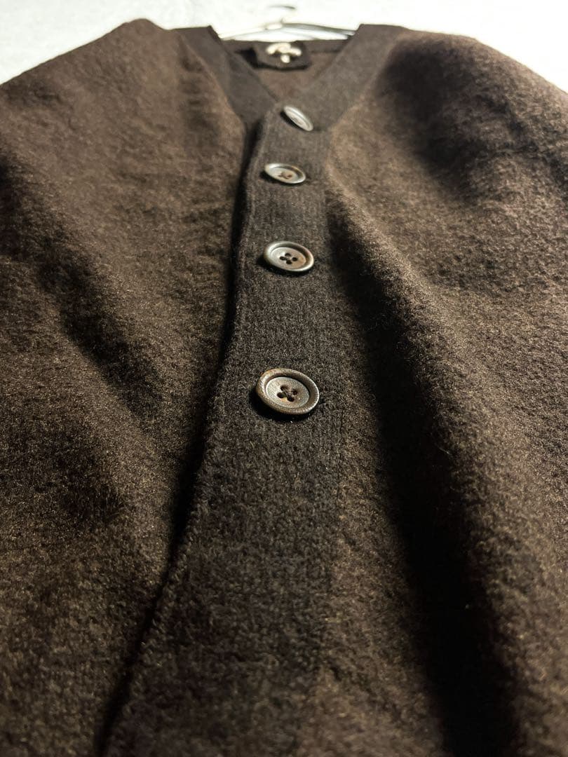 【BADOU-R 】45R 縮絨ウール ニットカーディガン ブラウン 2