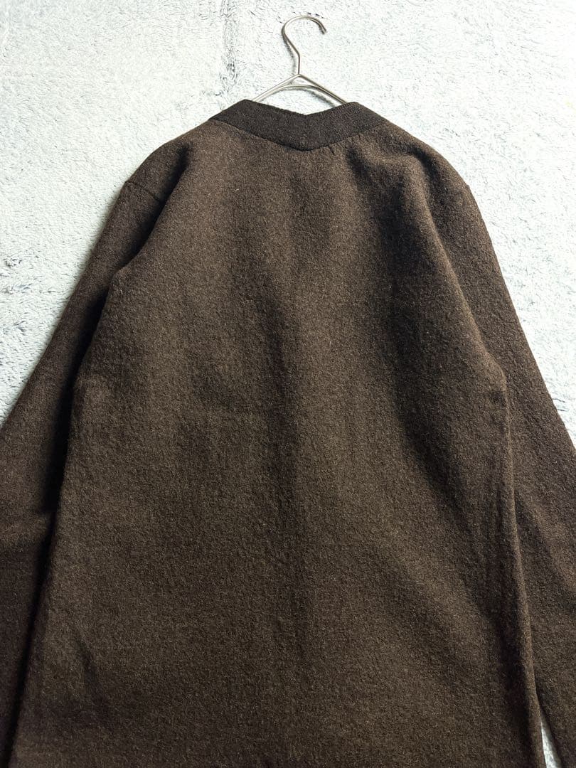 【BADOU-R 】45R 縮絨ウール ニットカーディガン ブラウン 2