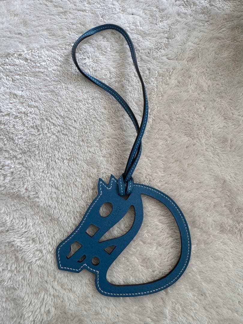 「HERMES」エルメス　バックチャーム　プティアッシュ　馬　ブルージーン