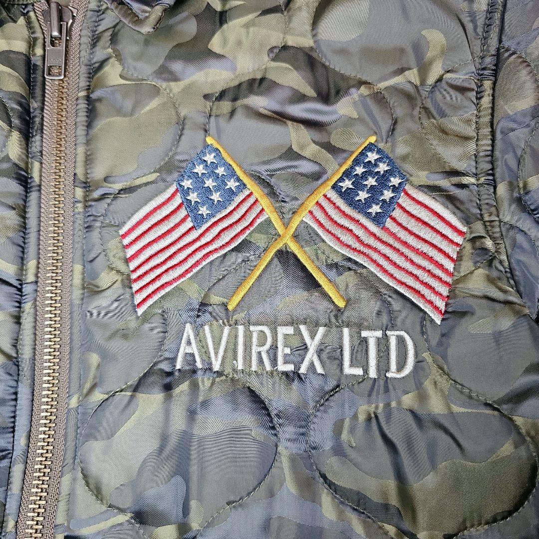 AVIREX 刺繍 ベトジャン XL 迷彩 ミリタリー キルティング 深緑