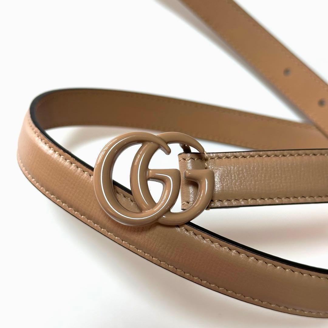 GUCCI ピンクベージュ ダブルGバックル ベルト　マーモント 70から80