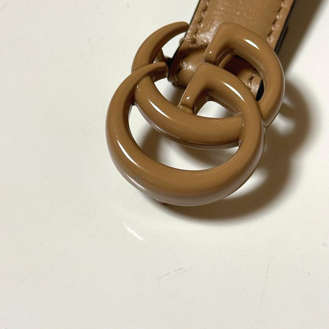 GUCCI ピンクベージュ ダブルGバックル ベルト　マーモント 70から80