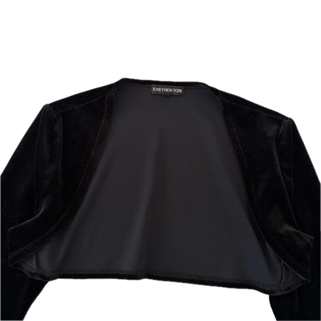 美品 FOXEY NEW YORK 洗える ベロア ショートボレロ カーディガン