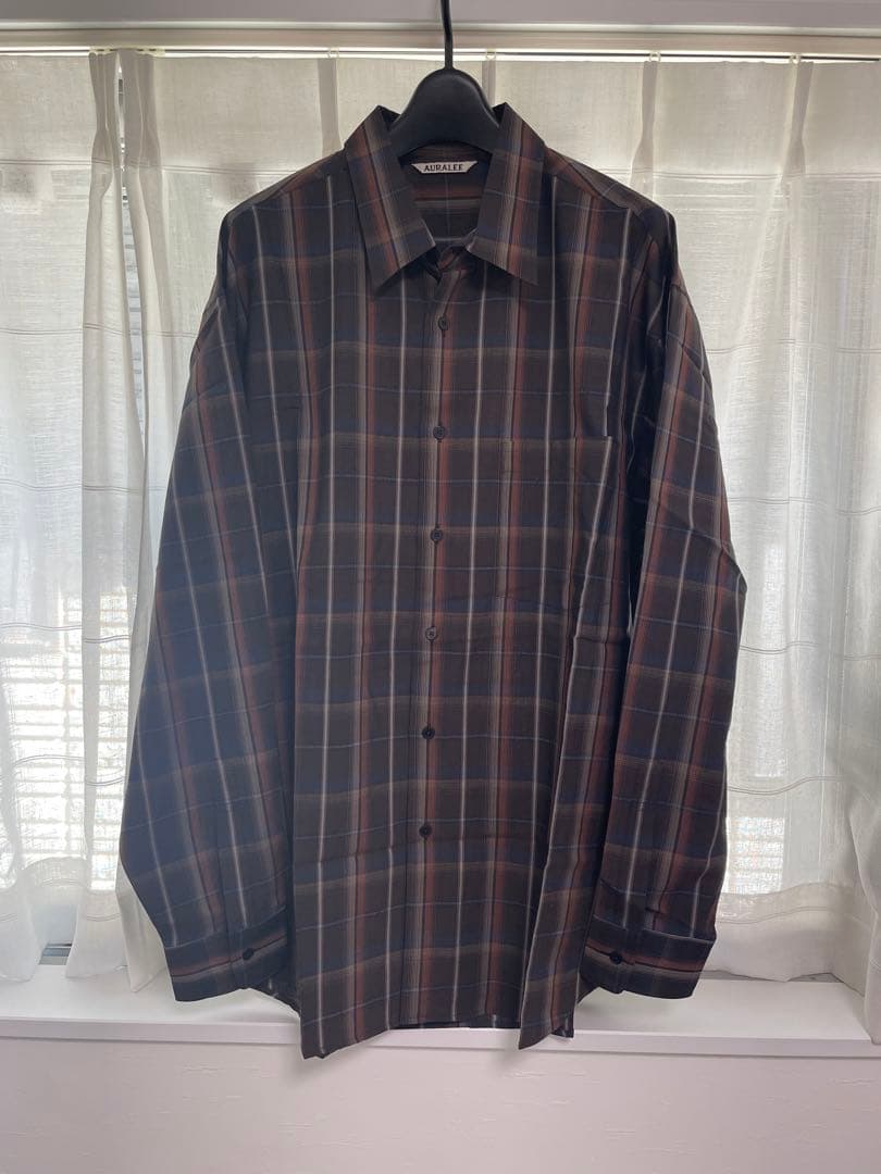 トップス AURALEE SUPER LIGHT WOOL CHECK SHIRT