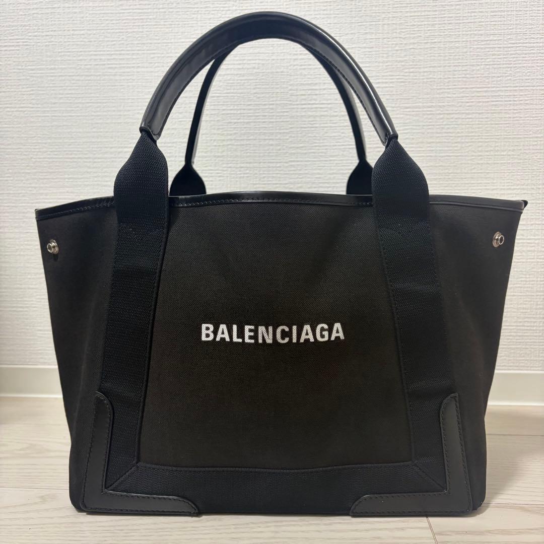 ✨美品✨BALENCIAGA　ネイビーカバスS　ハンドバッグ　キャンバス　黒