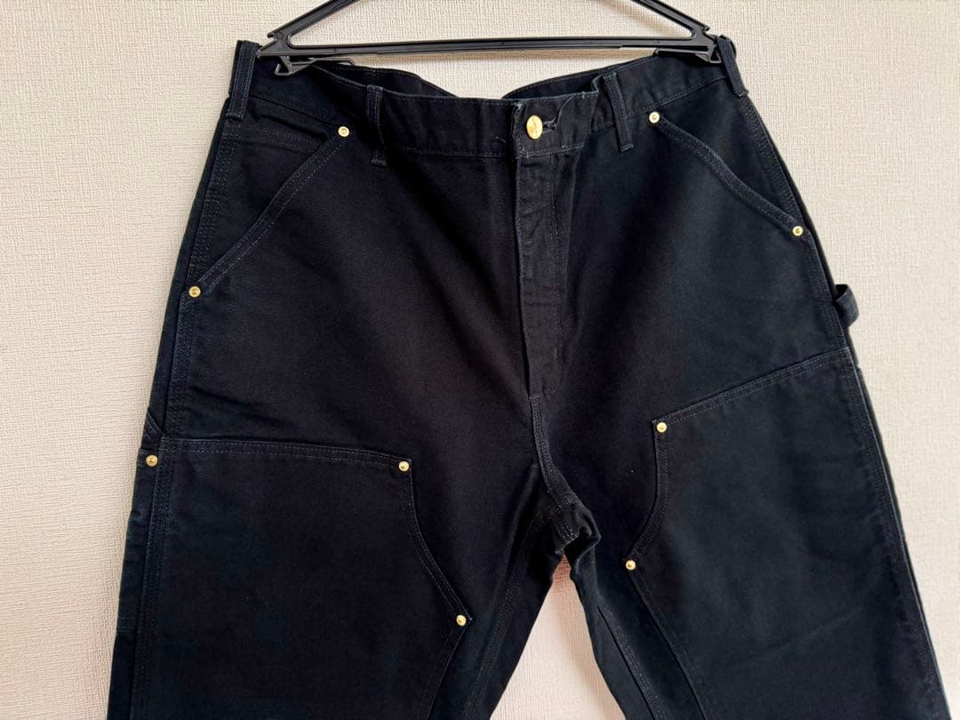 超スペシャル 36X30 W36 カーハート ダブルニー パンツ ブラック 黒