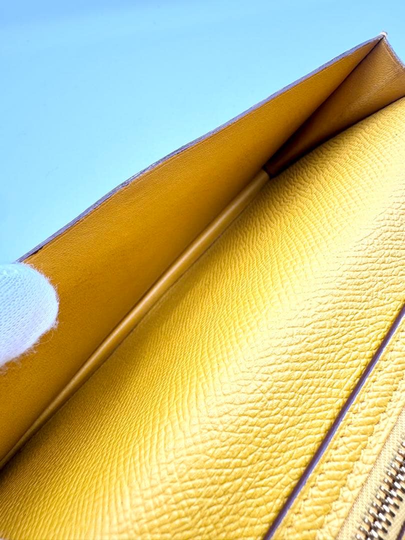 HERMES エルメス ベアンスフレ エプソン イエロー マチ付き D刻印