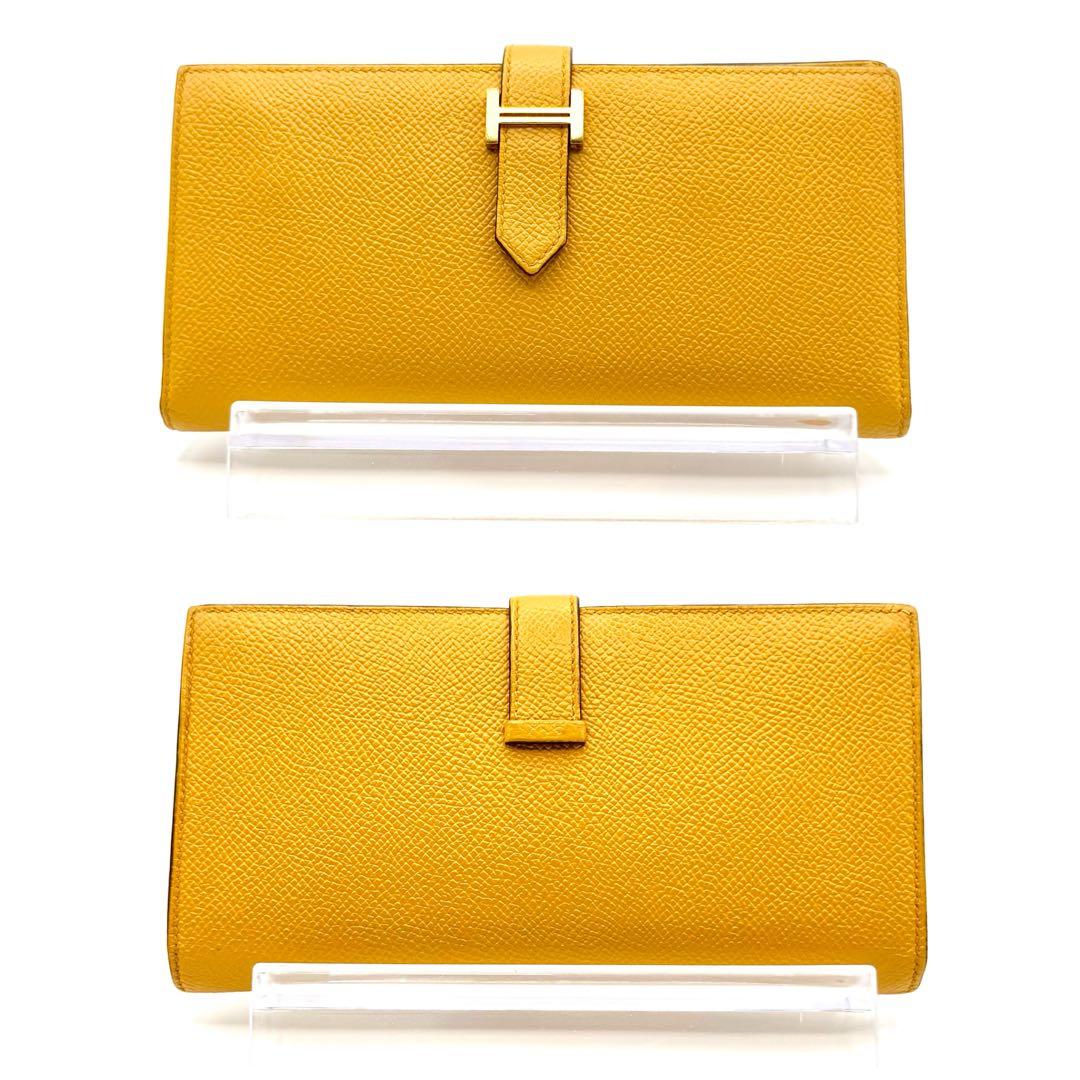 HERMES エルメス ベアンスフレ エプソン イエロー マチ付き D刻印