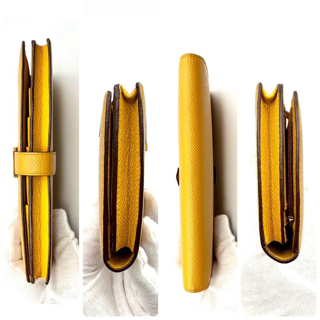 HERMES エルメス ベアンスフレ エプソン イエロー マチ付き D刻印