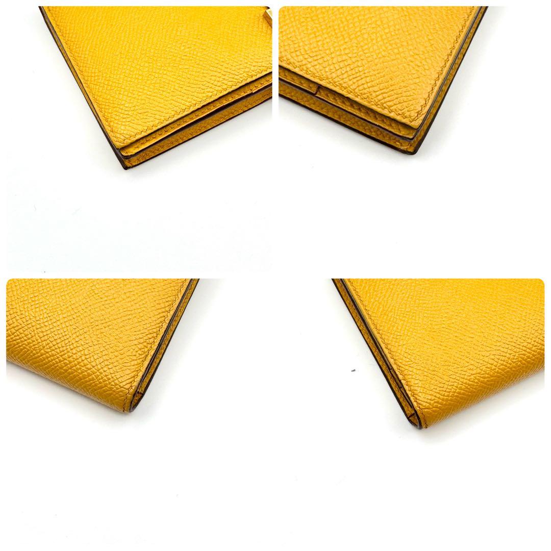 HERMES エルメス ベアンスフレ エプソン イエロー マチ付き D刻印