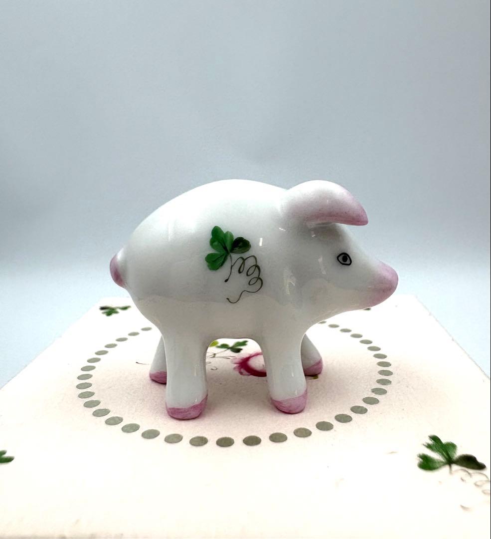 希少　HEREND ヘレンド ウィーンの薔薇　ブタ　フィギュリン　箱付