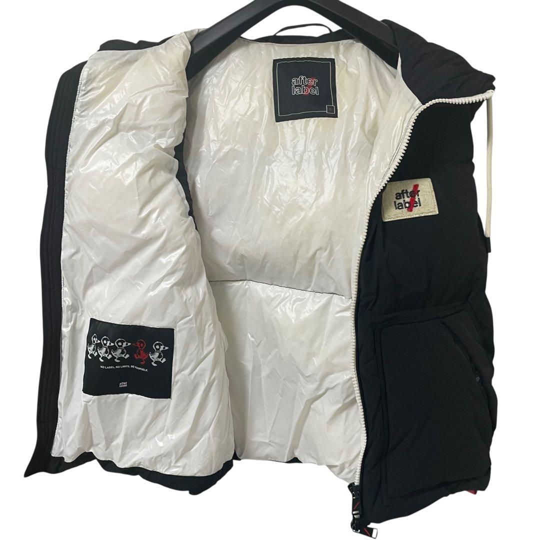 after label / メンズ 中綿ベスト フーディ 黒 L a554
