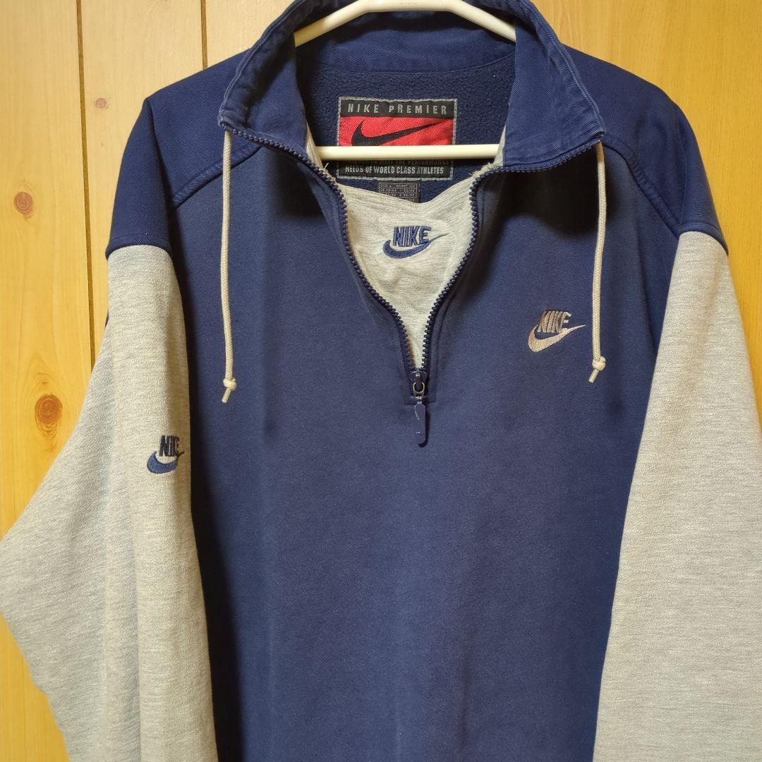 【希少】90s NIKE premier ナイキ　ハーフジップ　スウェット　L