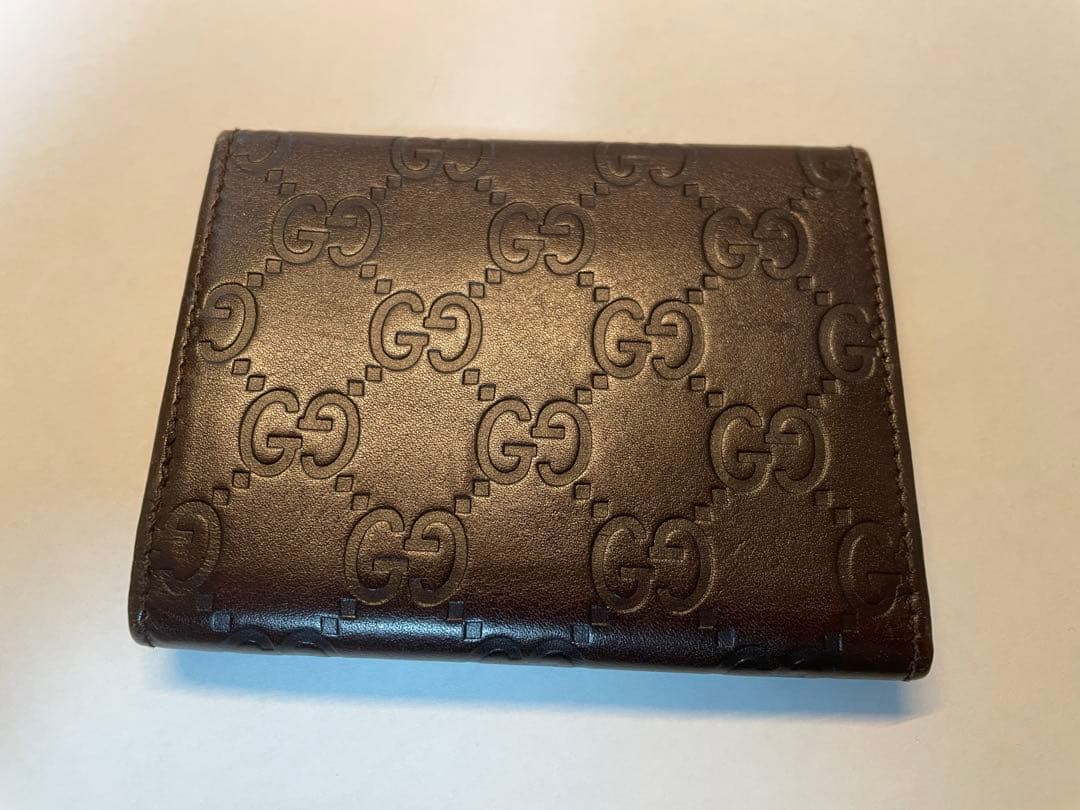 【美品】　GUCCI レザー カードケース GG柄　名刺入れ　ブラウン