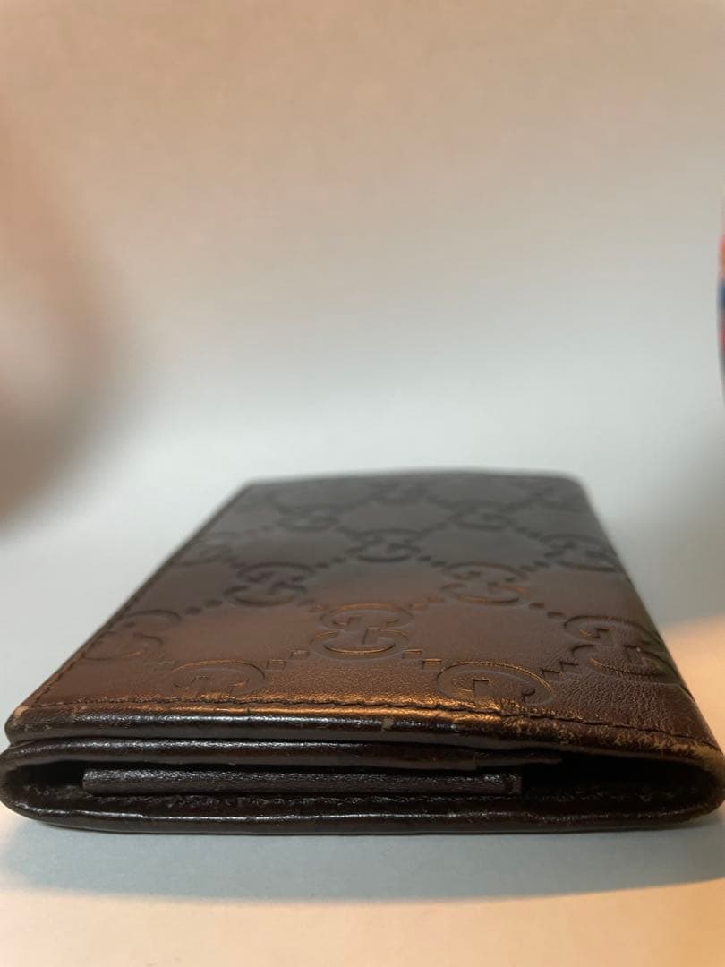 【美品】　GUCCI レザー カードケース GG柄　名刺入れ　ブラウン