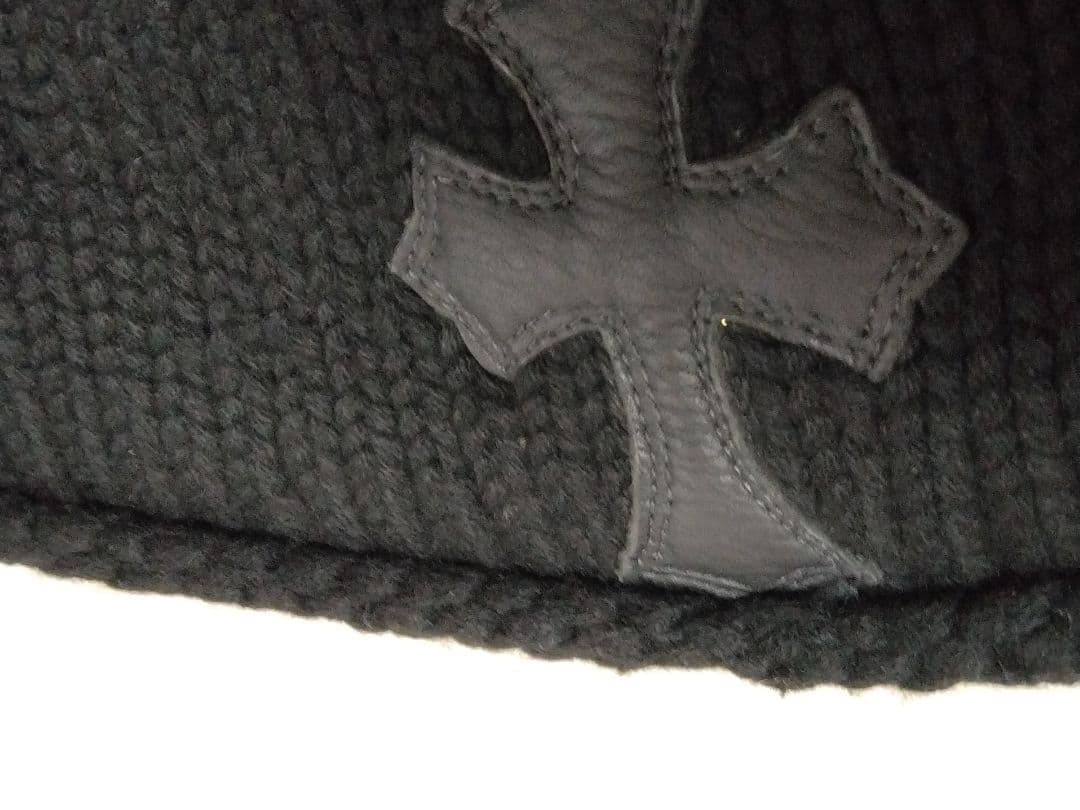 CHROME HEARTS クロムハーツ／クロスパッチ付カシミヤニット帽／シルバ