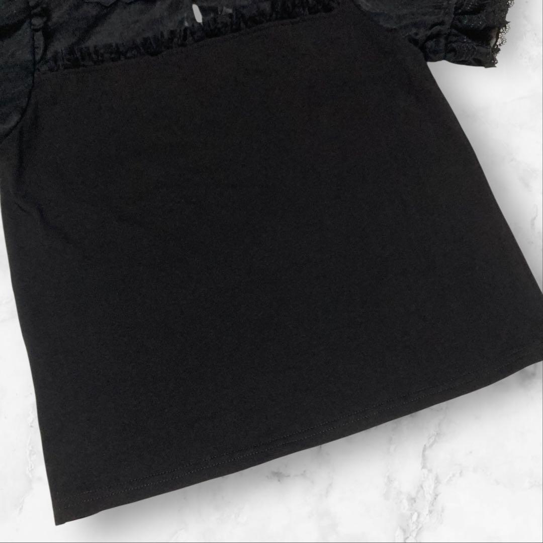 美品❤️ LIZLISA モノグラムビジューカットトップス ブラック