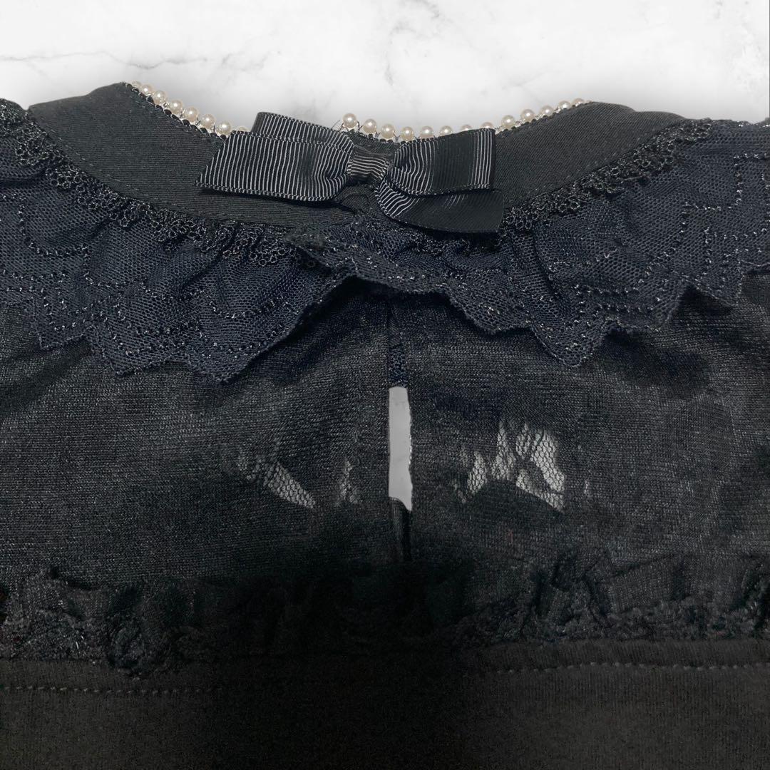 美品❤️ LIZLISA モノグラムビジューカットトップス ブラック