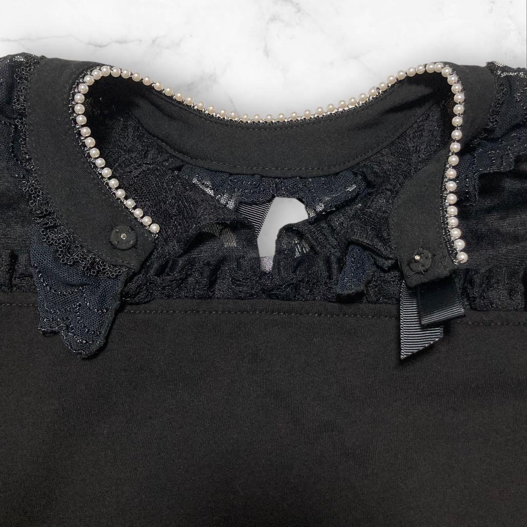 美品❤️ LIZLISA モノグラムビジューカットトップス ブラック