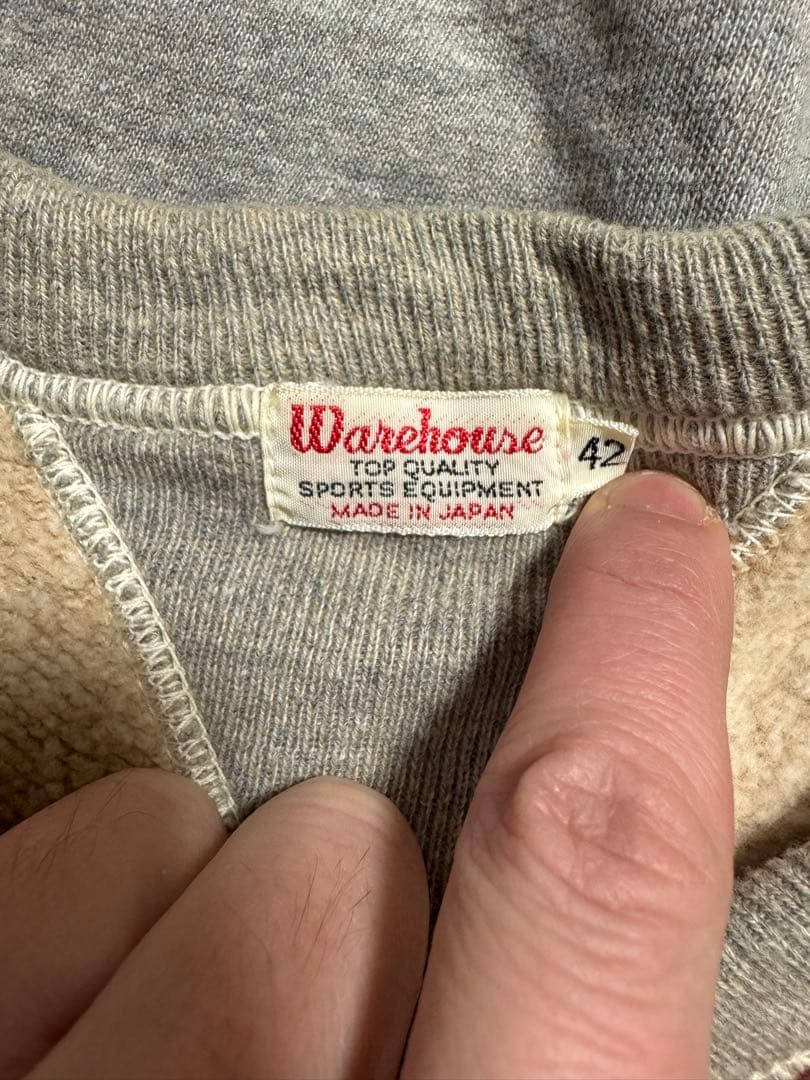 WAREHOUSE ウエアハウス スウェット 両V 42 グレー ウェアハウス