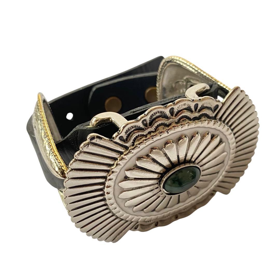 トーガプルラ 美品 コンチョバングル ブレスレット ターコイズ レザーベルト