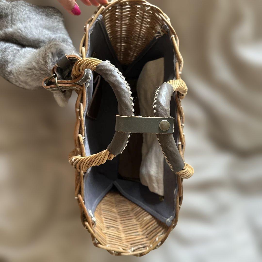 超美品♡eb.a.gos エバゴス かごバッグ　ラビットファー　袋　鏡 付き