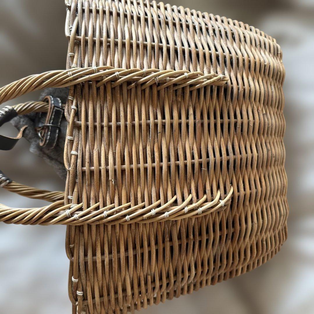 超美品♡eb.a.gos エバゴス かごバッグ　ラビットファー　袋　鏡 付き