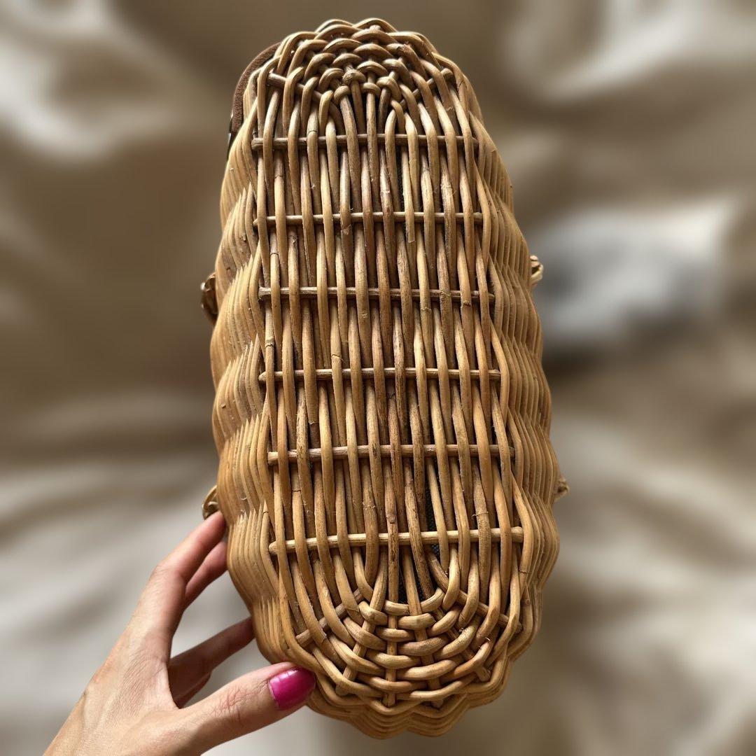 超美品♡eb.a.gos エバゴス かごバッグ　ラビットファー　袋　鏡 付き