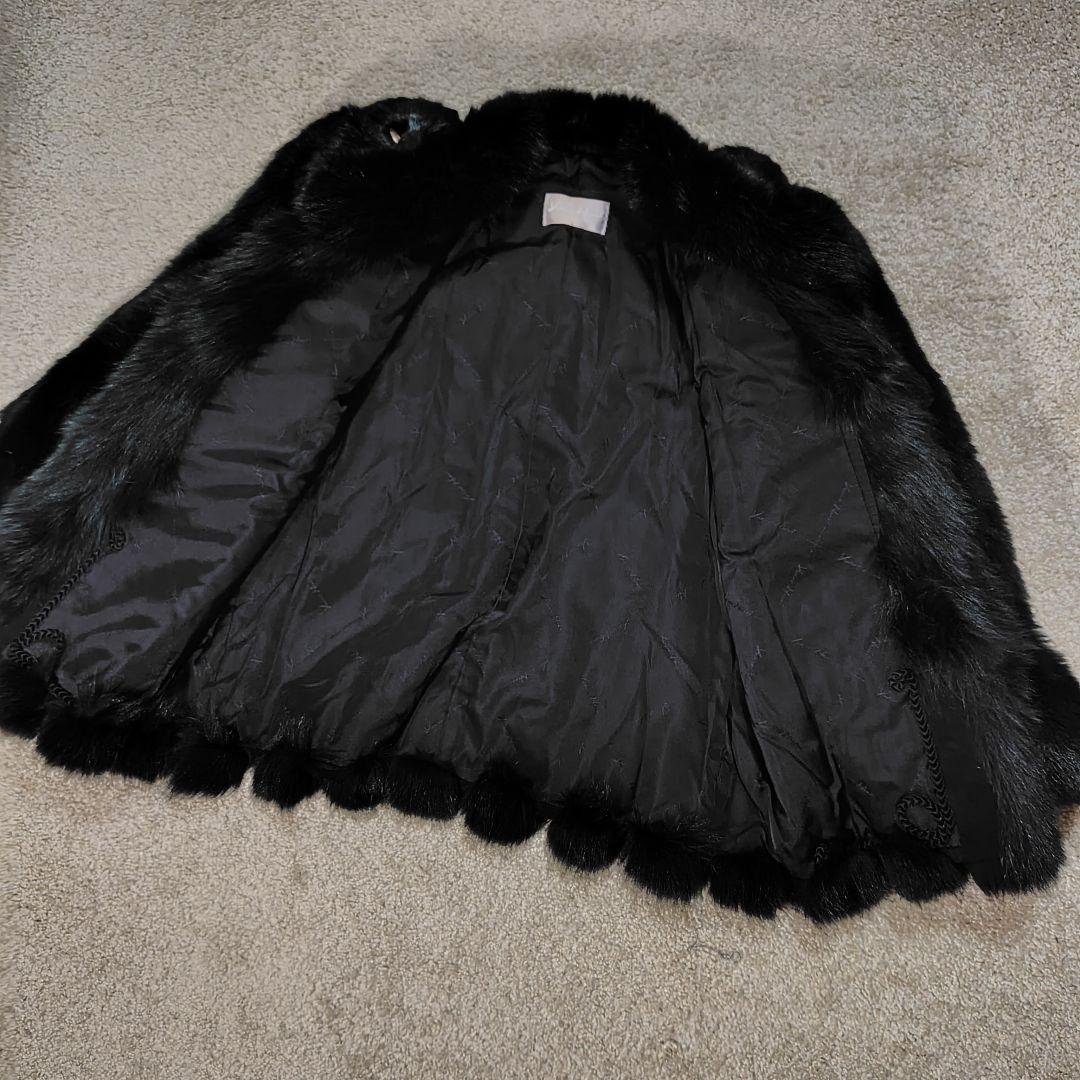 yukiko hanai フォックスファーコート 動物の顔付き　濃青