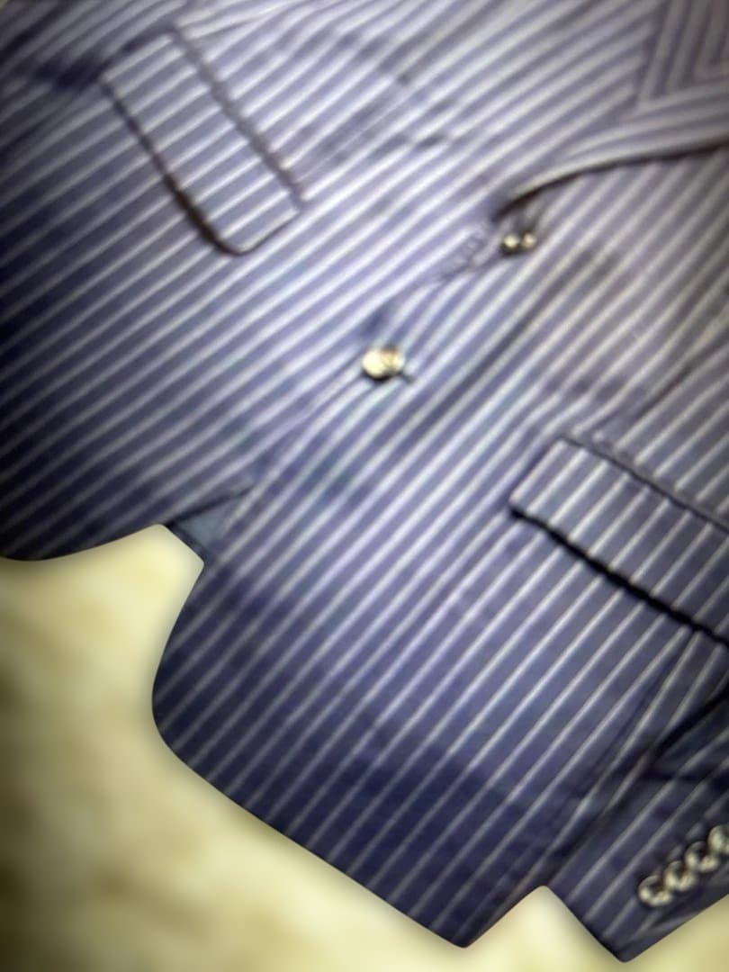 GUCCI スーツ セットアップ ストライプ 2B 裏地ロゴ柄 ネイビー 50R