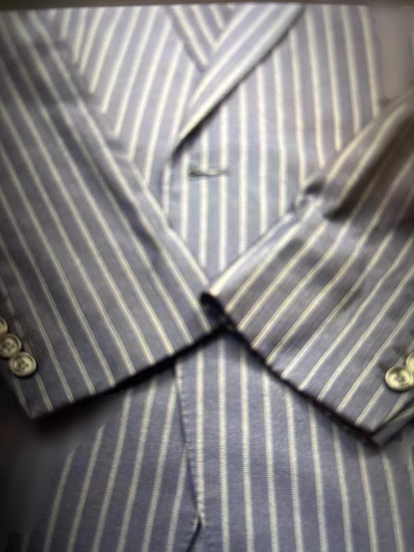 GUCCI スーツ セットアップ ストライプ 2B 裏地ロゴ柄 ネイビー 50R