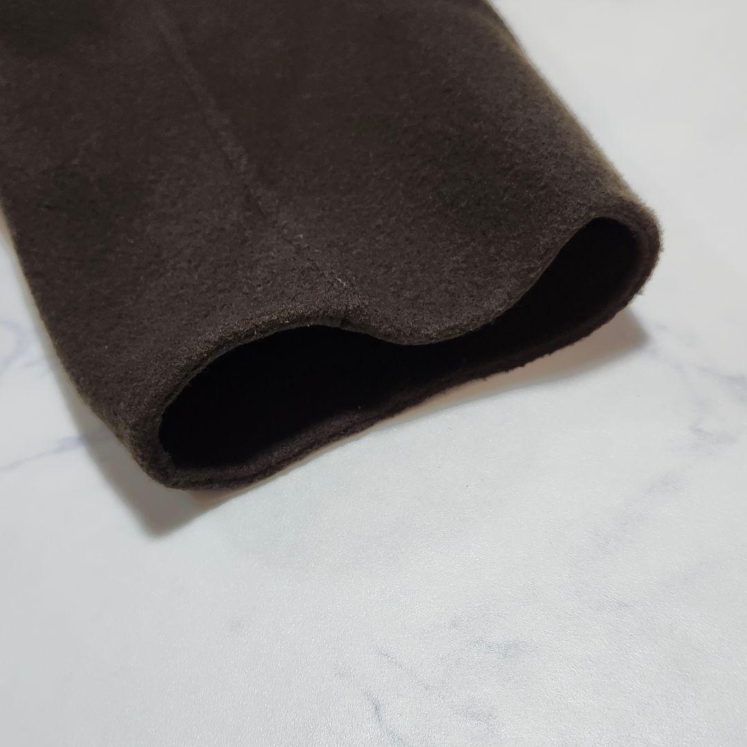 大きいサイズ46☆23区　ウールリバーフード付きミドル丈コート　ダークブラウン