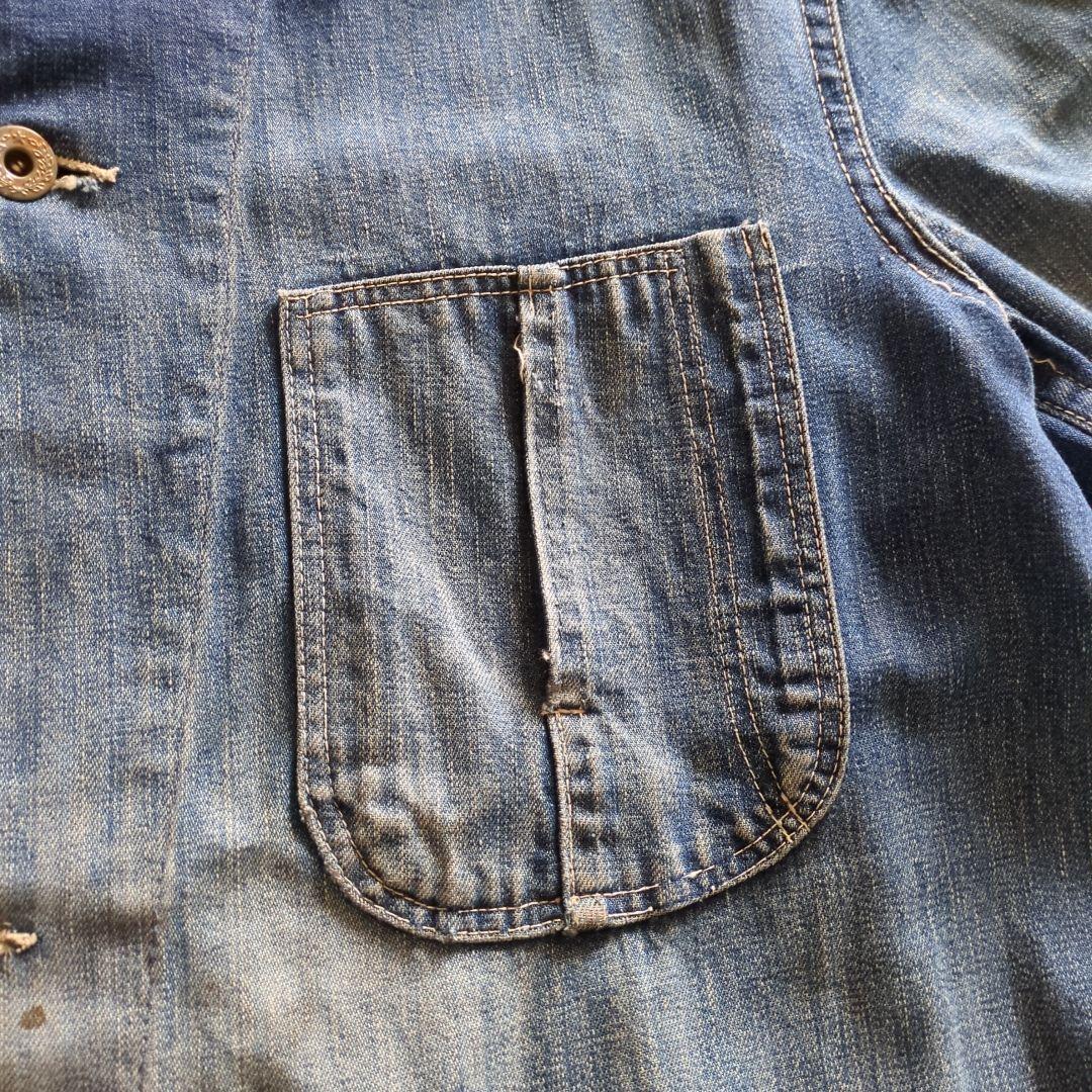 40s Vintage デニムカバーオール 大戦 4ポケ 月桂樹