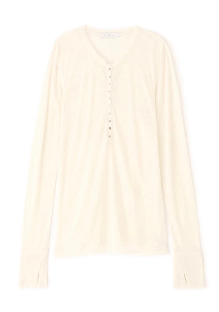 新作 ETRE TOKYO ウールフライスヘンリーネックプルオーバー アイボリー